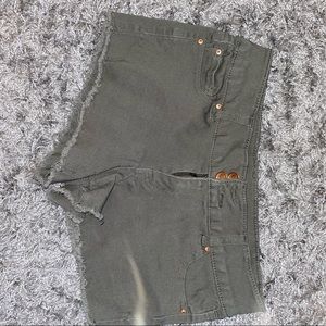 Army green jean shorts